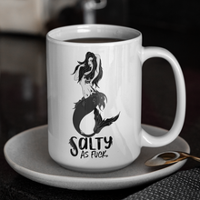 salty as fuck mermaid gothic dark on a white coffee mug