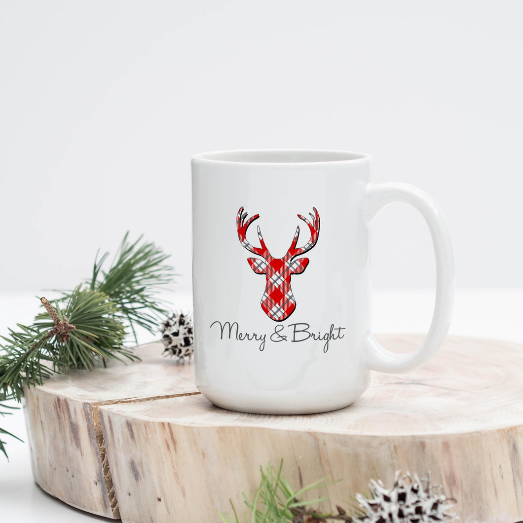 Merry and Bright Buffalo Plaid Christmas Coffee Mug