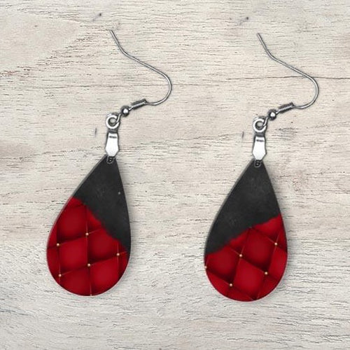 Tufted Red and Black Earrings