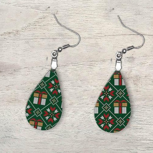 Ugly Sweater Presents Green and Red Earrings