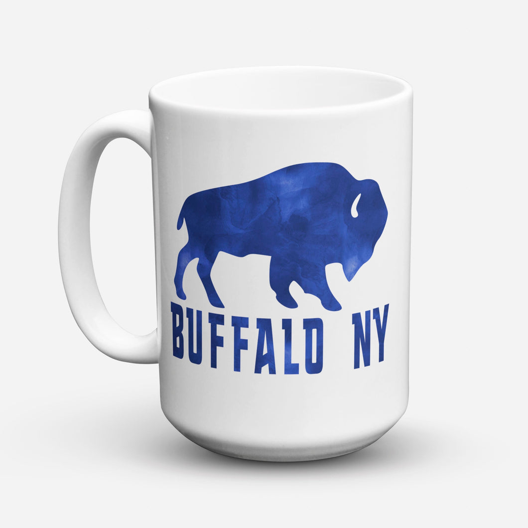 buffalo ny buffalo silhoutte on a white coffee mug 