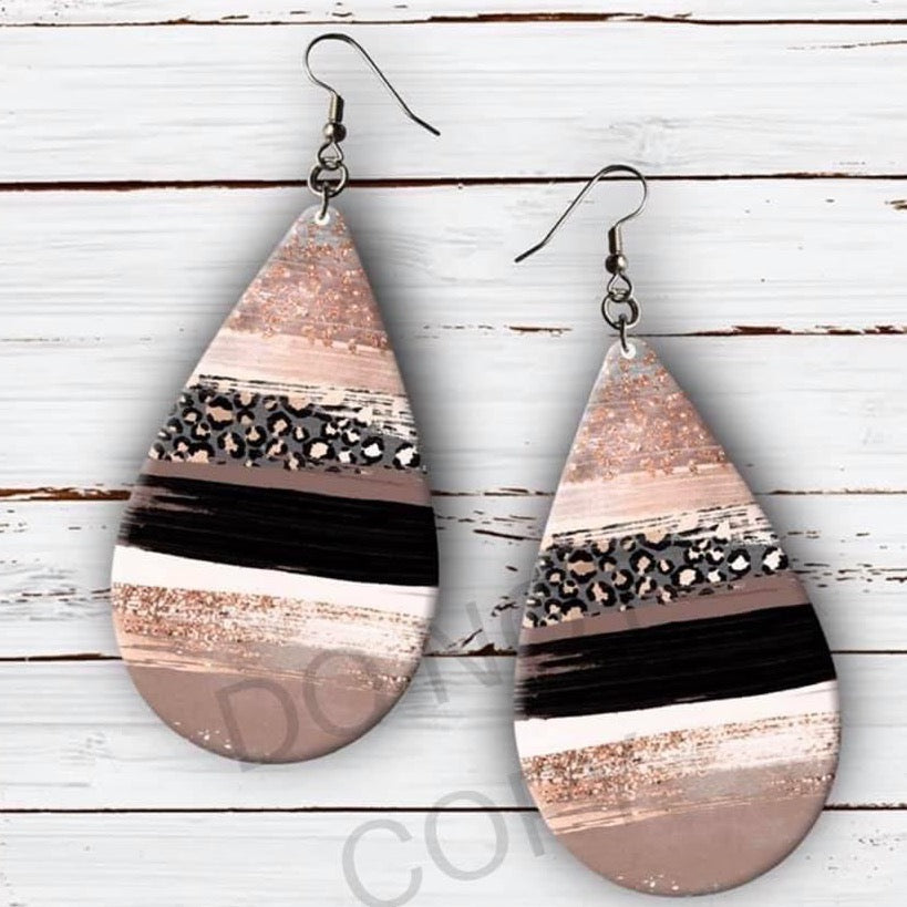 Rose Gold and Leopard Earrings